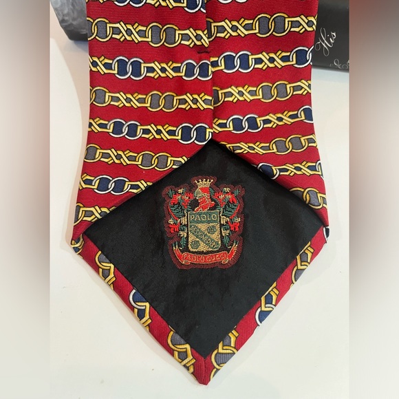 PAOLO by PAULO GUCCI Necktie 100% Silk HORSE BIT Hand Finished Italy Red 3x58.5” - Picture 8 of 13